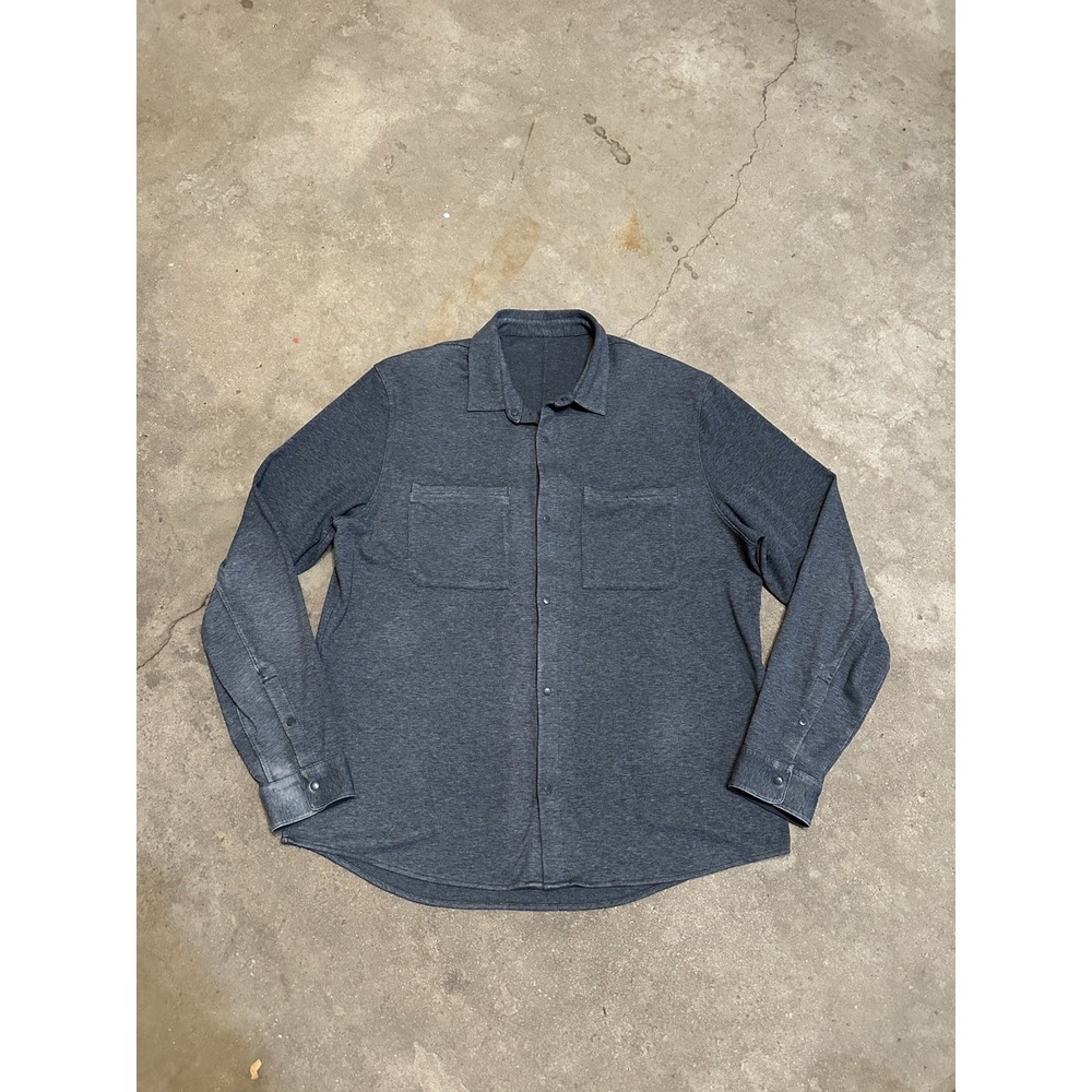 Lululemon Soft Knit Overshirt Snap Shacket Stretch LM3CZMS Heather Blue Mens 2XL